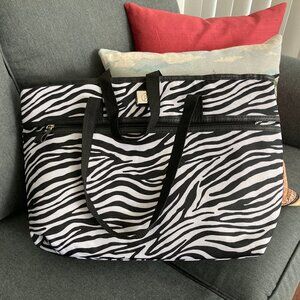 Large Zebra Double Strap Laptop Tote